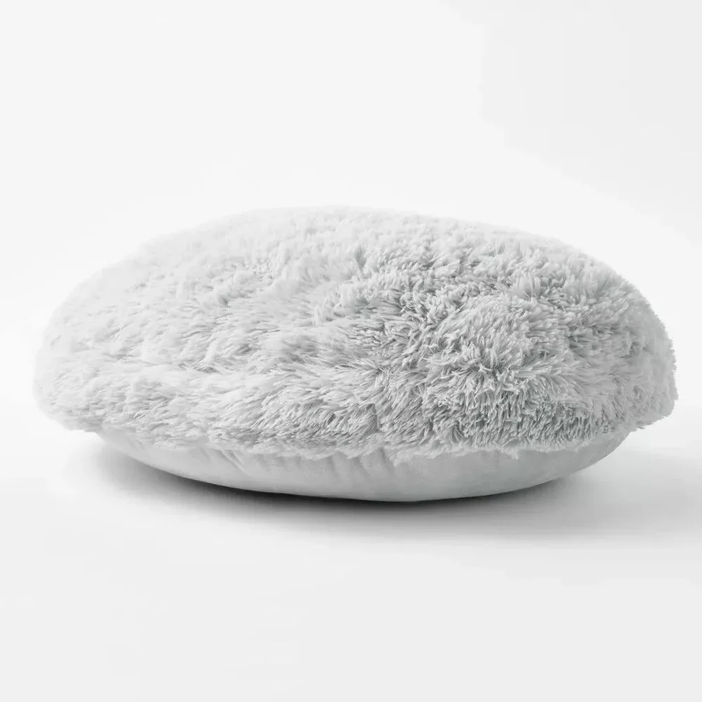 Pillowfort Kids Faux Fur Floor Pillow Gray Plush Bedroom Decor New